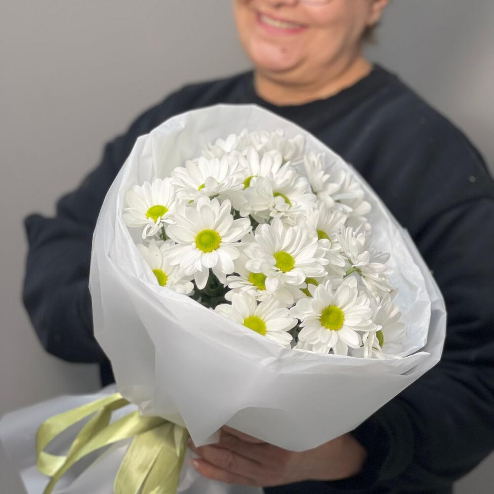Букет «Ромашковый» – нежные белые хризантемы в деревенском стиле Дорогобуж Смоленская область
